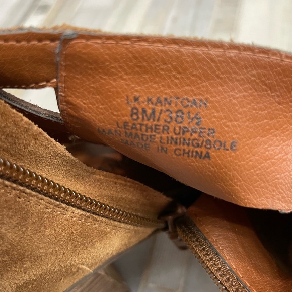 Lucky Brand peep-toe booties with cutouts in brown tan suede size 8 - Picture 13 of 14